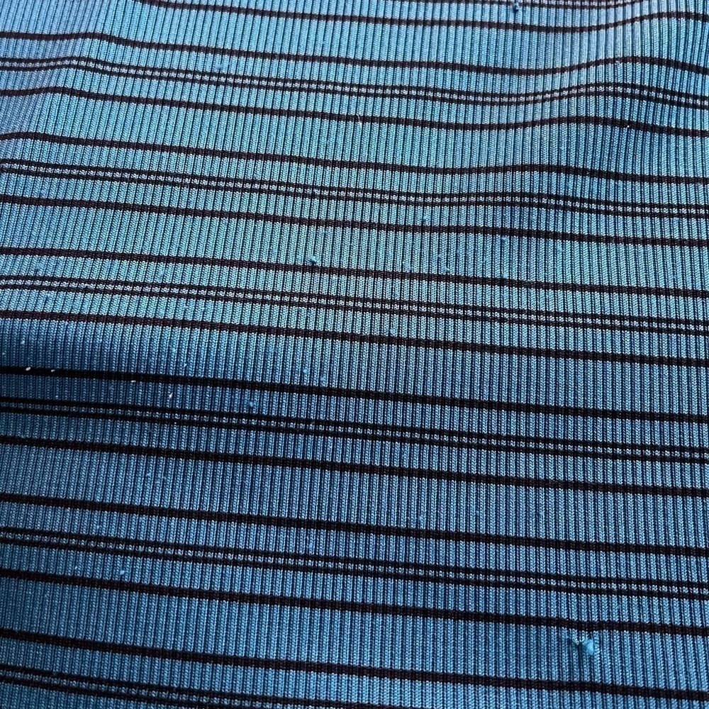 Vintage Y2K Electric Blue Rib Knit Stripe Baby Tee XXL 90s Grunge Stretch Top - Picture 9 of 9